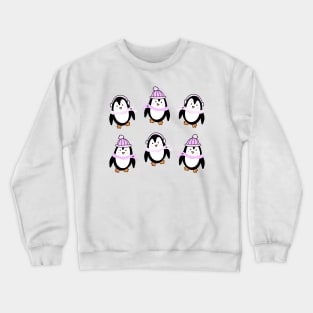 Adorable Wintery Pink Penguins Doodle Set, made by EndlessEmporium Crewneck Sweatshirt